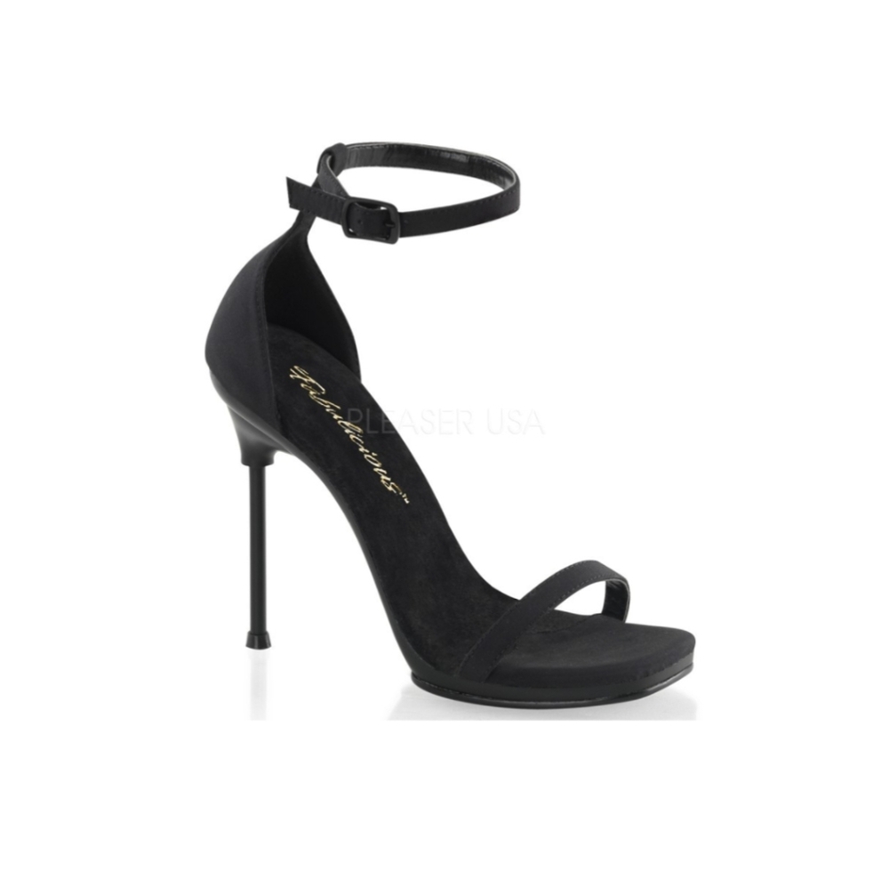 ✨ Fabulicious CHIC-35 Black Satin Heels | Size 8 | NEW | 61% OFF! ✨